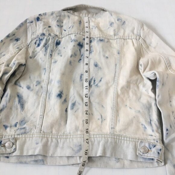 Free People Rumors Tie Dye Relaxed Fit Off White Denim Jacket Size XS - Picture 9 of 14
